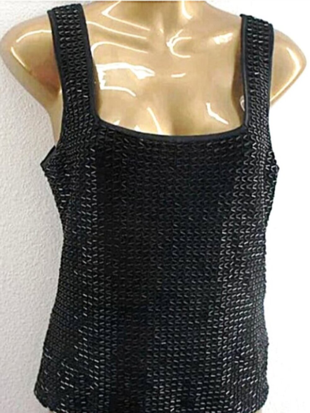 Cache Black Beaded Tank Top size L